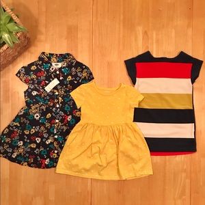 Dress Bundle - 3 Navy/Yellow Dresses - 2T